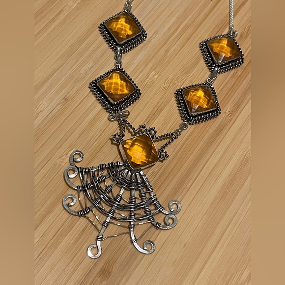 Handmade Jewelry - Dyed Baltic Amber Quartz Colored Pendant Handmade In India New With Tags